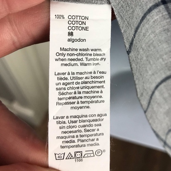 GAP Factory Classic Fit Poplin Plaid Shirt Gray L - Picture 4 of 6